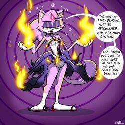 anthro blaze_the_cat clothing domestic_cat felid feline felis female fire flat_chested genitals hi_res hypnosis mammal mind_control open_mouth pussy sega solo sonic_(series) sonic_the_hedgehog_(series) theenfman wardrobe_malfunction