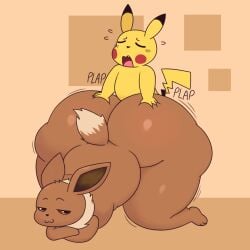 2boys anal anthro ass ass_bigger_than_head big_ass big_butt blush bodily_fluids brown_body brown_fur cheek_spots digital_media_(artwork) duo eevee femboy fur furry gay gay_sex generation_1_pokemon hi_res huge_ass large_ass looking_at_another looking_at_partner looking_back looking_pleasured male male/male nintendo open_mouth pikachu plap pokémon_(species) pokemon pokemon_(species) sex simple_background sweat tail text thick_thighs tongue wide_hips yaoi yellow_body yellow_fur zlut385