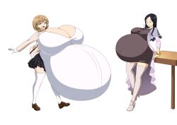 2girls breasts_bigger_than_head huge_breasts hyper hyper_breasts hyper_pregnancy narusawa_ryouka nishizono_ririka occultic;nine pregnant saburox