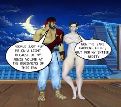 3d 3d_(artwork) ass breasts chun-li chun-li_tournament_incident embarrassed embarrassed_nude_female enf exhibitionism exhibitionist mature_female meme moon naked naked_female nude nude_female pussy ryu_(street_fighter) sandals sash street_fighter street_fighter_6