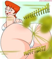 1girls ass bent_over big_ass bxblazexd dexter's_laboratory dexter's_mom fart fart_cloud fart_fetish farting female mature_female milf mother panties red_hair