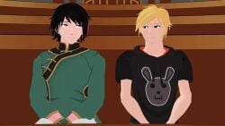 2boys 2girls animated breasts eyewear female glynda_goodwitch human jaune_arc lanyard lie_ren male neckwear neo_(rwby) no_sound nude nude_female pale_skin pov rwby straight tagme theblackbirdcalls vaginal video