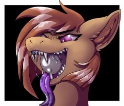 anthro bat bodily_fluids demon_core drooling fangs female grin large_tongue mammal object_in_mouth object_vore preyedupon rias_umbra saliva smile solo story_at_source teeth vore