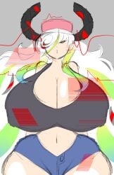 2023 2girls big_butt black_topwear blonde_hair breasts changing_hair_color cleavage corruption crossover digital_media_(artwork) doctordrawnass female female_only fusion green_highlights hourglass_expansion huge_breasts long_hair lucoa midriff miss_kobayashi's_dragon_maid possession quetzalcoatl_(dragon_maid) red_highlights sage_(sonic_frontiers) sega sonic_(series) sonic_frontiers takeover tech_control transformation weird_crossover white_hair