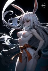 ai_generated artist_request bunny_ears bunny_girl carrot_(one_piece) female female_only large_breasts long_hair minkmen_(one_piece) naked one_piece pussy sulong sulong_carrot white_hair