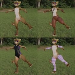 1:1 3d_(artwork) absurd_res ambiguous_gender anthro arm_warmers armwear belt clothing digital_media_(artwork) eyewear eyewear_on_head footwear goggles goggles_on_head hi_res juicedafterdark kobold leather leather_clothing legwear nude on_one_leg one-piece_swimsuit pupils purple_eyes reptile scalie slit slit_pupils socks solo standing swimwear tail thigh_highs thigh_socks tool_belt tools warmers