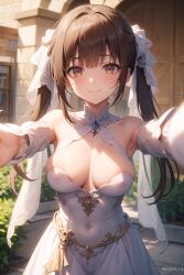 ai_generated brown_hair honkai:_star_rail honkai_(series) np1 stable_diffusion sushang_(honkai:_star_rail) tagme wedding_dress