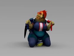 3d animated anthro bambookat chicken football football_uniform furry mp4 no_sound solo stadium tagme turntable_(animation) video