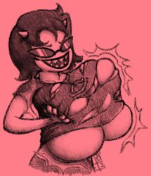 breast_expansion breast_grab breast_press breast_squeeze breast_squish breasts breasts_bigger_than_head breasts_bigger_than_torso dark_hair glasses homestuck horn horns ms_paint_adventures ripped_clothing ripped_clothing ripped_shirt ripping_clothing self_upload sharp_teeth shirt skindentation tearing_clothes tearing_clothing terezi_pyrope torn_clothes torn_clothing torn_shirt yetig