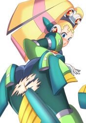 1girls 2020s 2022 android ass ass_focus bodysuit embarrassed_nude_female enf kotatuman_dash mega_man mega_man_x pallette robot robot_girl torn_bodysuit torn_clothing wardrobe_malfunction