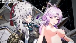 1080p 3d animated female fu_xuan_(honkai:_star_rail) highres honkai:_star_rail honkai_(series) jing_yuan mellewd naked_female pussy rubbing_clitoris sex_from_behind socks_only sound straight tagme twintails vaginal_penetration video