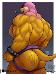 2023 absurd_res anthro ass back_muscles barazoku biceps big_butt big_muscles border bracelet bubble_butt clothed clothing deltoids eyewear gay grey_background hi_res huge_butt huge_muscles jewelry jockstrap jockstrap_only koopa koopaling male mario_(series) muscular muscular_anthro muscular_male nintendo nipples non-mammal_nipples open_mouth open_smile patreon pecs perverteddaemon rear_view roy_koopa scalie simple_background smile solo spank_marks spiked_bracelet spikes standing star sunglasses teeth text thick_thighs topless topless_anthro topless_male triceps underwear underwear_only url vein watermark white_border