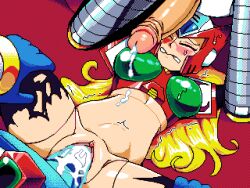 2022 blonde_hair breasts hnsundown mega_man mega_man_x pixel_art robot robot_girl rule_63 sex vaginal_penetration zero_(mega_man)