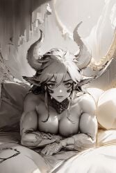 1girls ai_generated animal_ears animal_tail armpits big_breasts bovine breasts cathyl_(monster_musume) cleavage cow_bell cow_ears cow_girl cow_horns cow_tail female_minotaur furr_app horns huge_breasts looking_at_viewer minotaur minotaur_female minotaur_girl monster monster_girl monster_musume_no_iru_nichijou ranch_girl solo solo_female tomboy