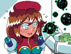 1boy 1girls 2022 android blush high_max hnsundown iris_(mega_man) mega_man mega_man_x pixel_art robot robot_girl sex