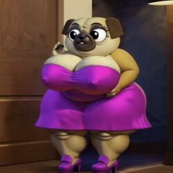 1girls 4k ai_generated anthro bbw beach belly belly_button big_areola big_belly big_breasts breasts canine cellulite chip_and_potato dress fat female furry high_heels highres large_breasts little_momma_pug looking_at_viewer matronai_(artist) mature mature_female mature_woman milf navel nipple_bulge older_female overweight overweight_female pink_dress pinup pug smile stable_diffusion thick_legs thick_thighs wide_hips wrinkles