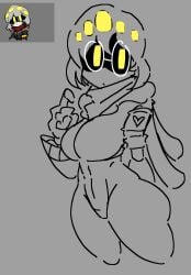 female_only ghastlypann glasses line_art murder_drones remake robot robot_girl v_(murder_drones) wip yellow_eyes