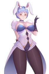 1girls alfa_(alpharig) alternate_costume ass_visible_through_thighs blue_hair braid breasts brown_eyes bunny_ears bunny_girl bunnysuit cleavage commission female female_only fire_emblem fire_emblem:_three_houses gloves large_breasts leotard light_blue_hair looking_at_viewer marianne_von_edmund nintendo pantyhose smile solo thick_thighs thighs white_background