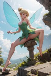 ai_generated aigeneratedp bare_legs barefoot disney fairy female flashing flashing_pussy legs peter_pan peter_pan_(disney) showing_pussy spread_legs spreading tinker_bell