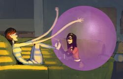 2girls bubble clothed_female elastic elastigirl feet female female_only foot_fetish force_field helen_parr incest laughing mother_and_daughter multiple_girls polarbearnsfw stretchy struggling superheroine superpowers the_incredibles tickling tickling_feet violet_parr what yuri