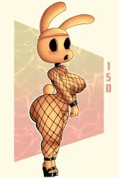1girls animal_crossing animal_crossing_new_horizons anthro anthrofied areolae big_ass big_booty big_breasts big_butt blush bodysuit breasts brown_fur brown_lipstick brown_nipples bunny_ears bunny_girl bunny_tail choker coco_(animal_crossing) covered_nipples feet female female_only fishnet_bodysuit fishnet_legwear fishnet_only fishnet_shirt fishnets furry gyroid heels high_heels hollow naked naked_female nintendo nipple_piercing nipples no_bra no_clothes no_panties nude nude_female raccoon_sama shy simple_background small_nipples spots_(marking) spotted_body taller_girl thick_thighs thighs toes video_game_character video_games wide_hips