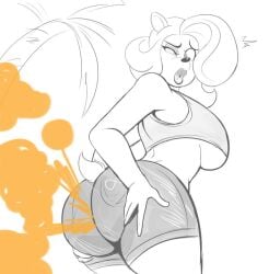 anthro ass big_ass big_breasts big_butt crash_(series) fart fart_cloud fart_fetish gassytank gastank grabbing_own_ass long_hair palm_tree sketch tail tail_tuft tawna_bandicoot underboob