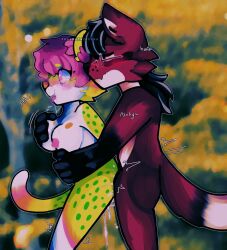 breast_grab cheetah cum cum_drip fox from_behind from_behind_position fursona fuzzy_peachez public_nudity public_sex risky_sex straight