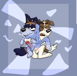 bluey_(series) bluey_(show) dogs furry gay knot male/male stripe_(bluey) stripe_heeler