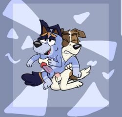 bluey_(series) bluey_(show) dogs furry gay knot male/male stripe_(bluey) stripe_heeler