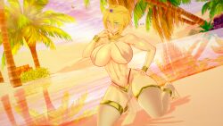 1girls artoria_pendragon_(lancer) belly_dancer belly_dancer_outfit big_breasts big_thighs blonde_hair breasts busty dancer dancer_outfit fate/grand_order fate_(series) female green_eyes huge_breasts huge_thighs kneeling kneeling_female knshin koikatsu large_breasts large_thighs looking_at_viewer navel thick_thighs thighs veil voluptuous yd's_slave_outfit