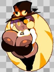 1girls :d big_ass big_breasts big_butt cookie cookie_humanoid cookie_run cookie_run_ovenbreak cubesmolly dark-skinned_female female female_focus female_only food food_creature food_humanoid happy happy_female hat huge_boobs huge_breasts long_hair pixel_art smiling smiling_at_viewer spiral_eyes timekeeper_cookie top_hat yellow_eyes yellow_hair