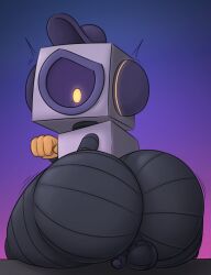 1boy ass backsack balls big_ass big_butt butt chunknudies curlychunk deltarune fat_ass fat_butt hat huge_ass huge_butt looking_back male male_only one_eye penis robot sitting solo sweet_(deltarune) thick_ass thick_butt toby_fox yellow_eyes