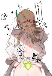 2boys alhaitham_(genshin_impact) anal anal_sex ass ass_grab back back_view bite bite_mark blonde_hair blonde_hair_male blush bottomless dialogue dialogue_bubble femboy fucked_from_behind gay gay_sex genshin_impact hairclip half-dressed heart hearts hickey kaveh_(genshin_impact) male male/male male_focus male_only male_penetrated male_penetrating male_penetrating_male multicolored_hair open_clothes open_clothing open_shirt penetration red_skin shaking small_waist smaller_male tattoo twink yaoi