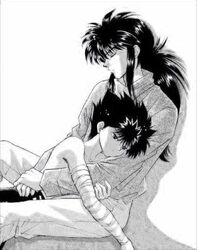 gay hiei kinda_gay kinda_wholesome kurama_(yu_yu_hakusho) male yaoi yu_yu_hakusho