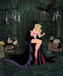 2boys 2girls aurora_(sleeping_beauty) bra diablo_the_raven disney disney_princess disney_villains goons green_skin imminent_rape maleficent panties pink_panties precia-t princess restrained royalty sleeping_beauty_(1959_film) witch yuri