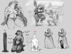 1boy 1girls 2023 anthro big_breasts biped bodily_fluids breasts claws clothing digital_media_(artwork) doctordj dress duo equid equine female feral flower fur genitals gnoll hi_res holding_axe holding_flower holding_object horse human human_on_anthro hyena interspecies kettle_helmet kneeling larger_anthro larger_female male male/female mammal multiple_views muscular muscular_anthro muscular_male nipples offering_flower plant pussy size_difference smaller_human smaller_male smell smell_particles_meme smelly spots spotted_body spotted_fur spotted_hyena sweat toe_claws under_dress