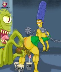 1futa alien alien/human anal anus blue_hair bucket_of_cum futanari green_skin human interspecies kodos male_on_futa marge_simpson milking_tentacles monster_rape slapping_balls slave tentacle tentacle_rape the_simpsons tutacamon27 what yellow_body