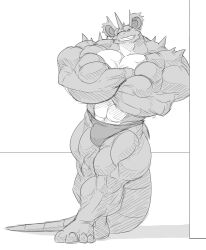 anthro big_muscles bulge hyper hyper_muscles male male_only muscles muscular nidoking pokemon pokemon_(species) scalie yongdasom