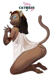 1girls 2022 2022s 5_toes absurd_res aladdin anthro armlet ass barefoot biped bottomless breasts brown_body brown_fur brown_hair butt catober catober_2022 clasped_hands clothed clothing curvy curvy_anthro curvy_female curvy_figure cute_fangs digital_media_(artwork) disney egyptian egyptian_clothes egyptian_clothing egyptian_headdress eyeshadow feet felid feline felis feliscede female female_focus female_only fur furry furry_female green_eyes hair hi_res hourglass_figure long_hair long_tail looking_at_viewer looking_back makeup mammal mirage_(aladdin) plantigrade pose rear_view side_view sideview slit_pupils smile smiling smiling_at_viewer smug soles solo tail tail_tuft thick_thighs thighs thin_tail toes translucent translucent_clothing tuft wide_hips