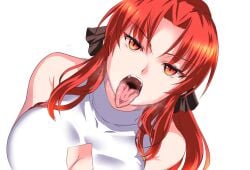 1girls 2d after_deepthroat after_oral big_breasts breasts cat_eyes cg_art cum cum_in_mouth cum_inside disinterested emotionless emotionless_female emotionless_sex expressionless eye_contact female fringe kagura_games kneeling noblewoman nuko_majin open_mouth oral orange_eyes pale-skinned_female ponytail pov presenting_mouth presenting_throat red_eyes red_hair semen slit_pupils steam steamy_breath straight swallowing swallowing_cum the_scarlet_demonslayer throat tongue tongue_out transparent_background uninterested video_game video_games