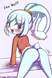 1girls anthro anus ass blush female female_only furry lumineko open_mouth pussy rabbit solo tongue