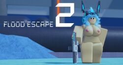 1girls 3d blue_hair copyright_name female flood_escape_2 gun nude reikorr34 roblox roblox_game robloxian rule_63 tagme text