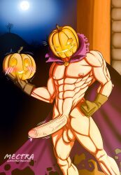 1boy 2021 abs balls bara barazoku biceps big_balls big_penis cape completely_nude erection gay gloves halloween hi_res highres jack-o'-lantern looking_at_viewer male male_focus male_nipples male_only manly mectratron173 muscles muscular muscular_arms muscular_legs muscular_male muscular_thighs nipples nude penis precum precum_drip pumpkin pumpkin_head pumpkin_head_(character) solo solo_male vein veiny_penis