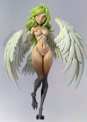 3d 3d_(artwork) ai_generated character_request female female_only fit fit_female harpy hip_dips monet_(one_piece) monster_girl monster_musume monster_musume_no_iru_nichijou nude nude_female one_piece pixar plain_background sensuarty tagme twitter twitter_handle twitter_username