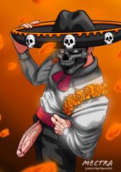 1boy 2021 balls bara barazoku big_balls big_penis clothing dia_de_los_muertos foreskin gay half-erect hat hi_res highres looking_at_viewer male male_focus male_only manly mask mectratron173 partially_retracted_foreskin penis solo solo_male vein veiny_penis