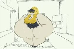 1girls 2boys alternate_version_available animated big_breasts fat huge_ass leshawk panties patty_campbell stuck_in_wall tagme unaware video