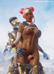 1boy 1girls 3d animated apex_legends athletic_female big_penis blender breast_grab breasts dark-skinned_female dark_skin dzooworks fast_fashion_octane female gif grabbing human interracial lifeline_(apex_legends) light-skinned_male light_skin male octane_(apex_legends) partially_clothed public rubbing_pussy sweat sweaty thigh_sex video_games