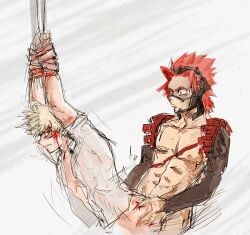 anal blood bound bound_wrists darkline dubious_consent eijirou_kirishima gay hero_outfit_(mha) katsuki_bakugou male male_only my_hero_academia no_visible_genitalia open_shirt quirk_(mha) quirk_usage sketch tagme yaoi