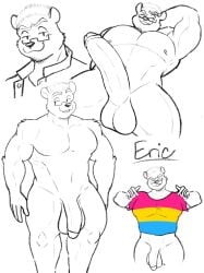 anthro bear big_penis booshmonlewd genitals hi_res huge_cock humanoid hyper hyper_genitalia hyper_penis lgbt_pride male male_only mammal pansexual_pride_colors penis pride_colors simple_background solo