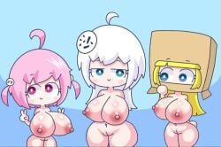 3girls big_breasts blue_eyes carton carton_girl carton_girl(xiao_diao's_daily_routine) multiple_girls pink_hair white_hair xiao_diao xiao_diao's_daily_routine xiao_diao(xiao_diao's_daily_routine) xiaofen xiaofen(xiao_diao's_daily_routine)